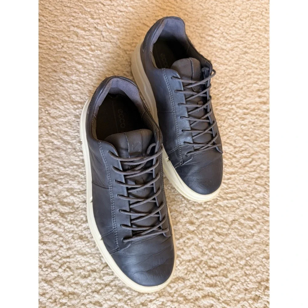 Comfortable ECCO Men's Navy Leather Sneakers Lace Up Casual Shoes EU 41 US‎ 8